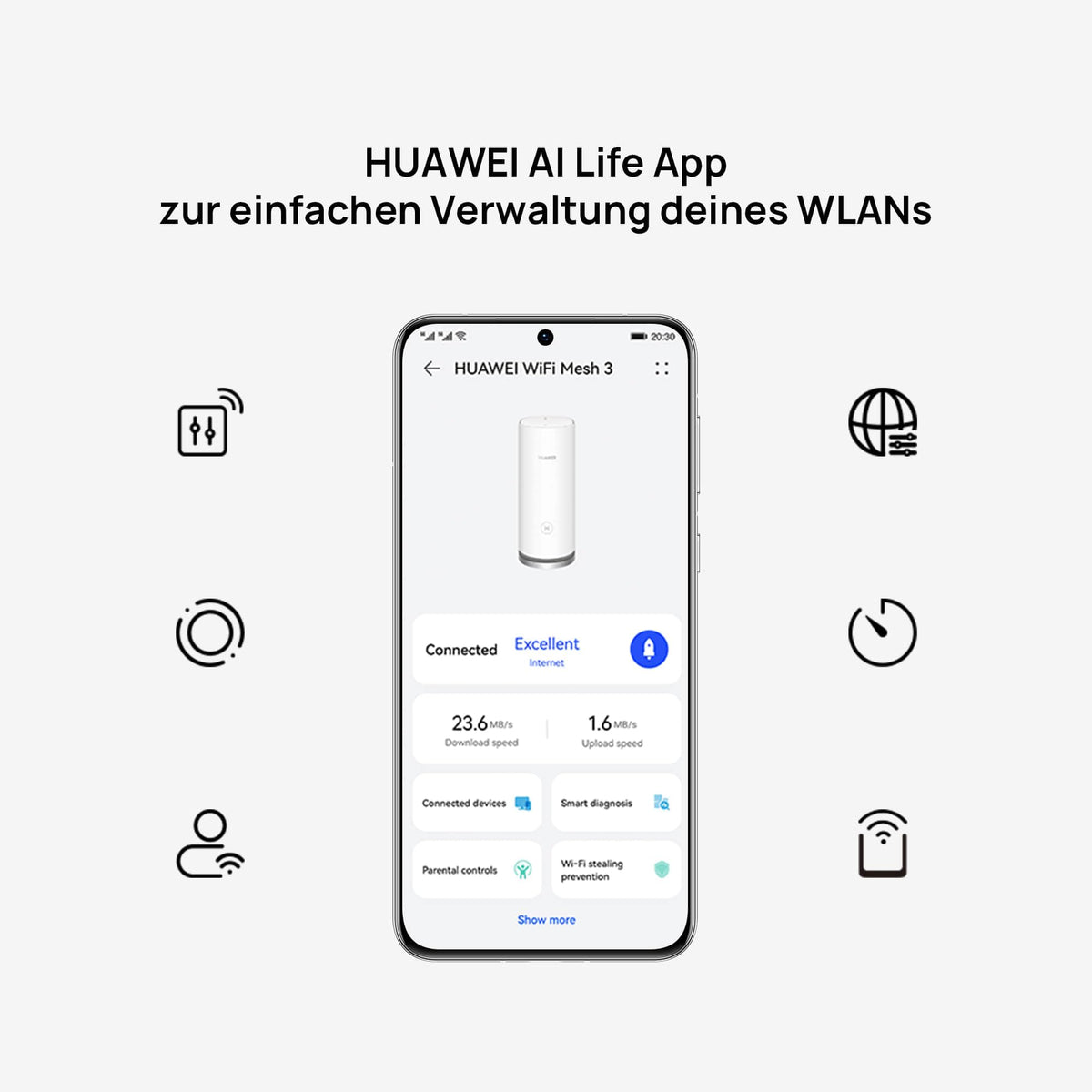 HUAWEI WiFi Mesh 3 – AX3000 WiFi 6 Mesh System, 3er-Pack, bis zu 400 m² Abdeckung
