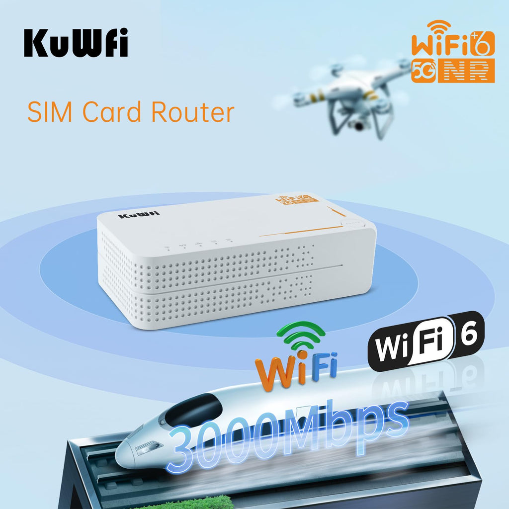 KuWFi 5G WiFi 6 Mobiler Router – AX3600 Dual-Band Hotspot mit SIM & eSIM, bis zu 2,5 Gbit/s – Produktansicht 7