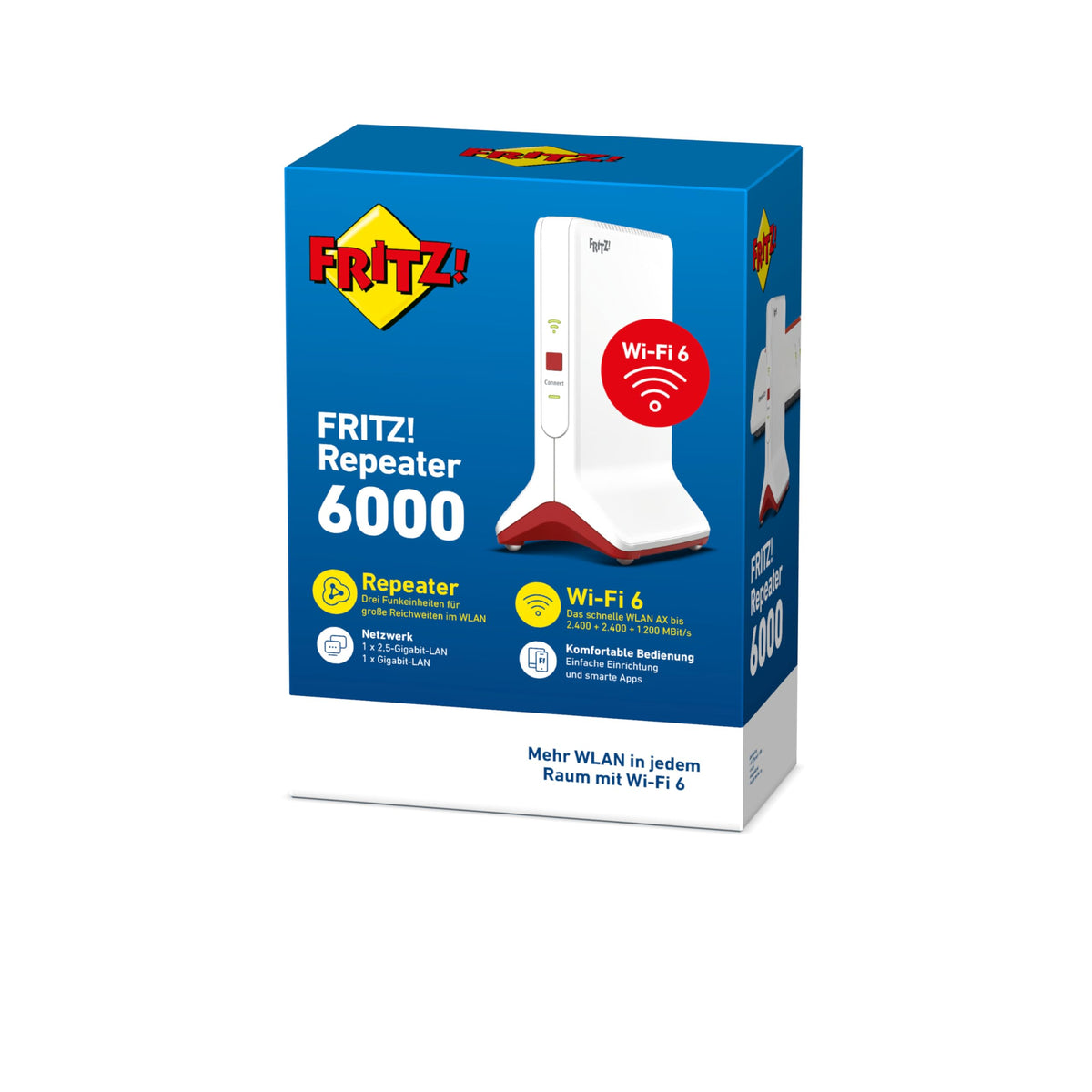 FRITZ!Repeater 6000 – Wi-Fi 6 Tri-Band Repeater mit 2.5G LAN
